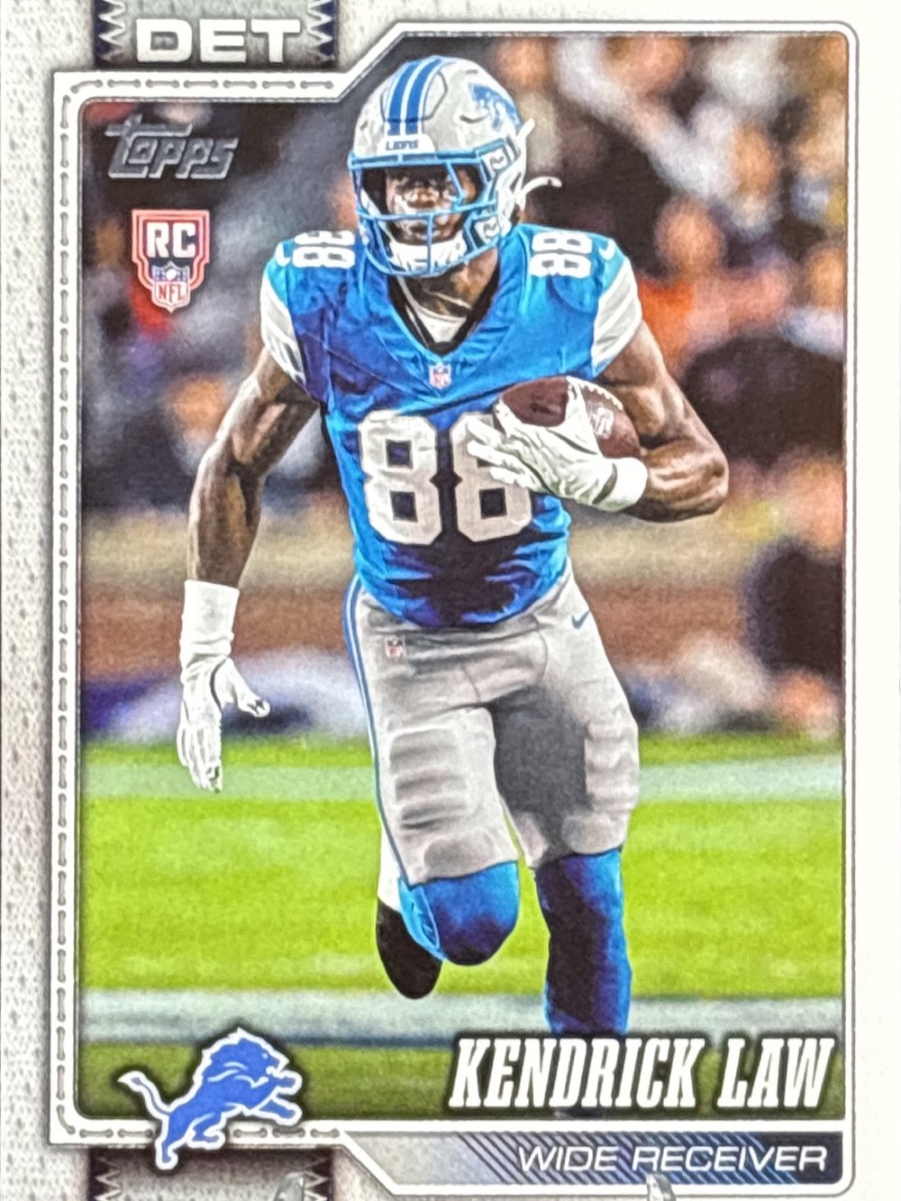 Topps Kendrick Law Detroit Lions Rookie Football Trading Card